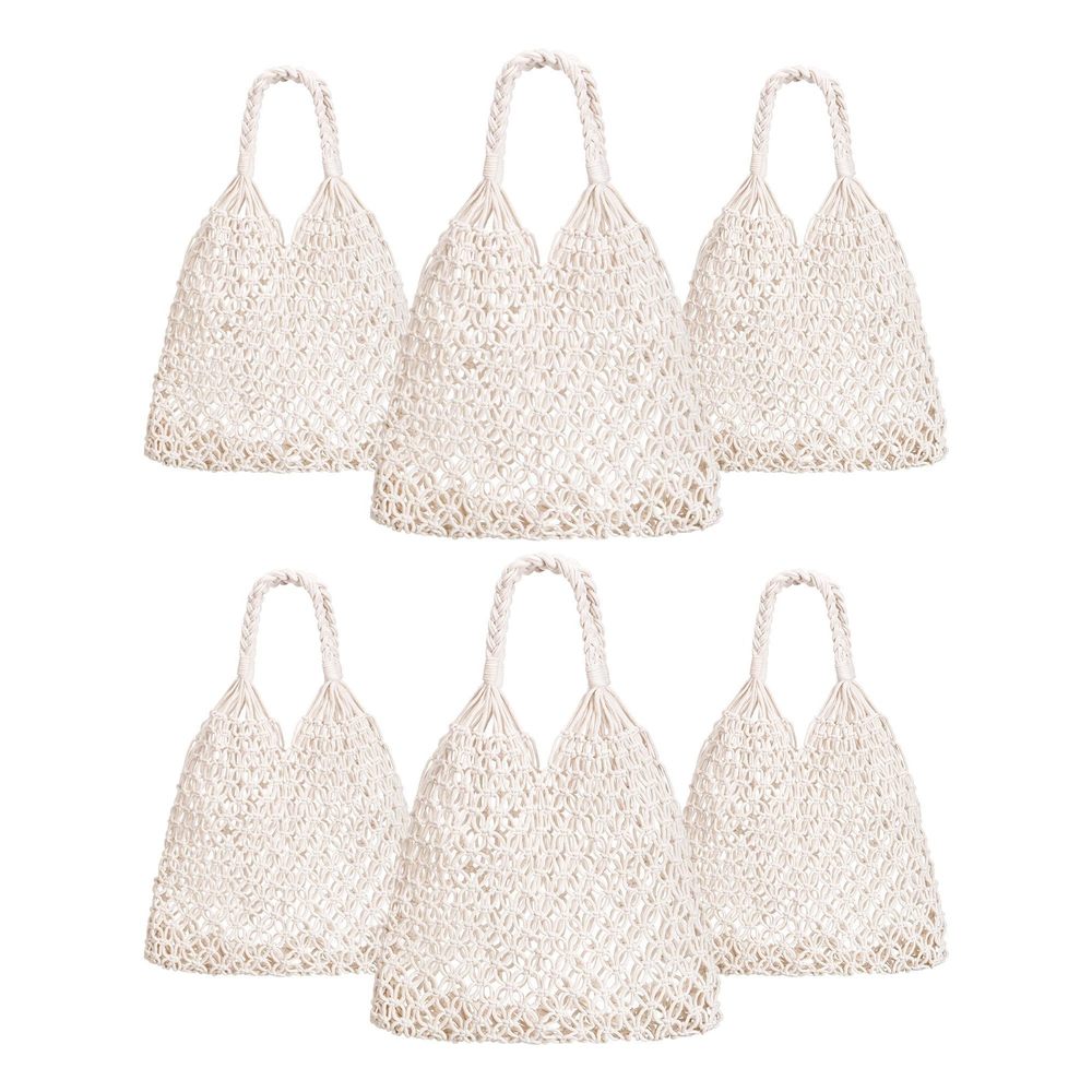 6 Pcs Macrame Tote Bags Bridesmaid Tote Bags Crochet Beach Bag :[